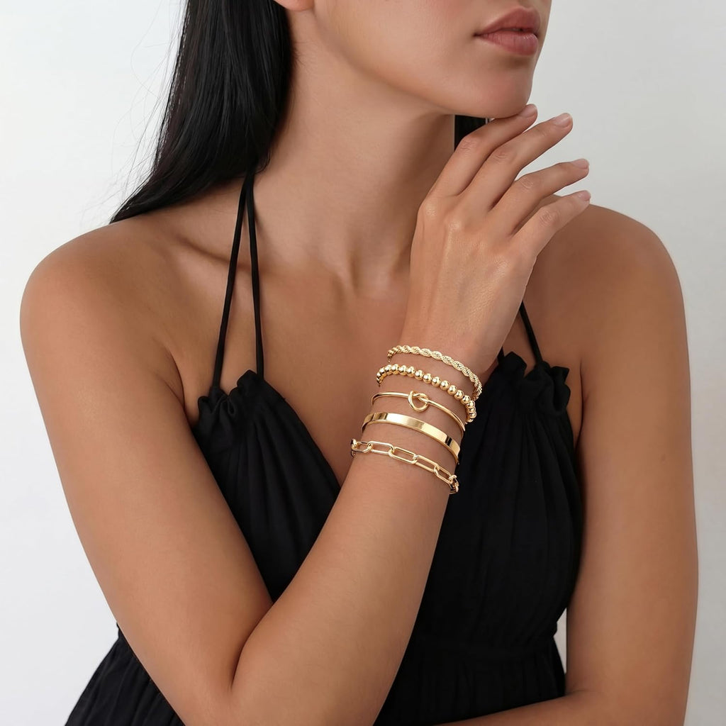 Trendy Gold Bracelet Set