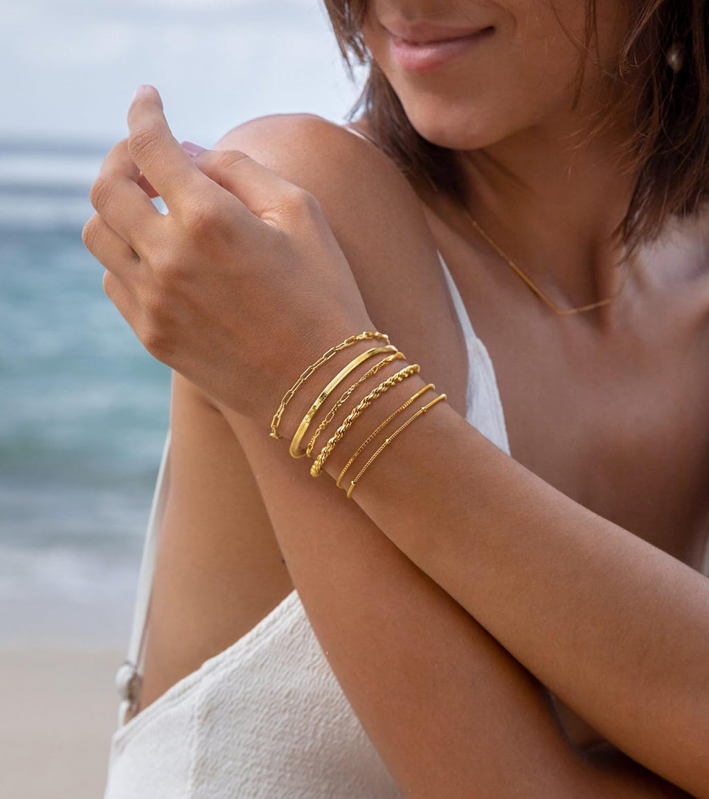 Trendy Gold Bracelet Set
