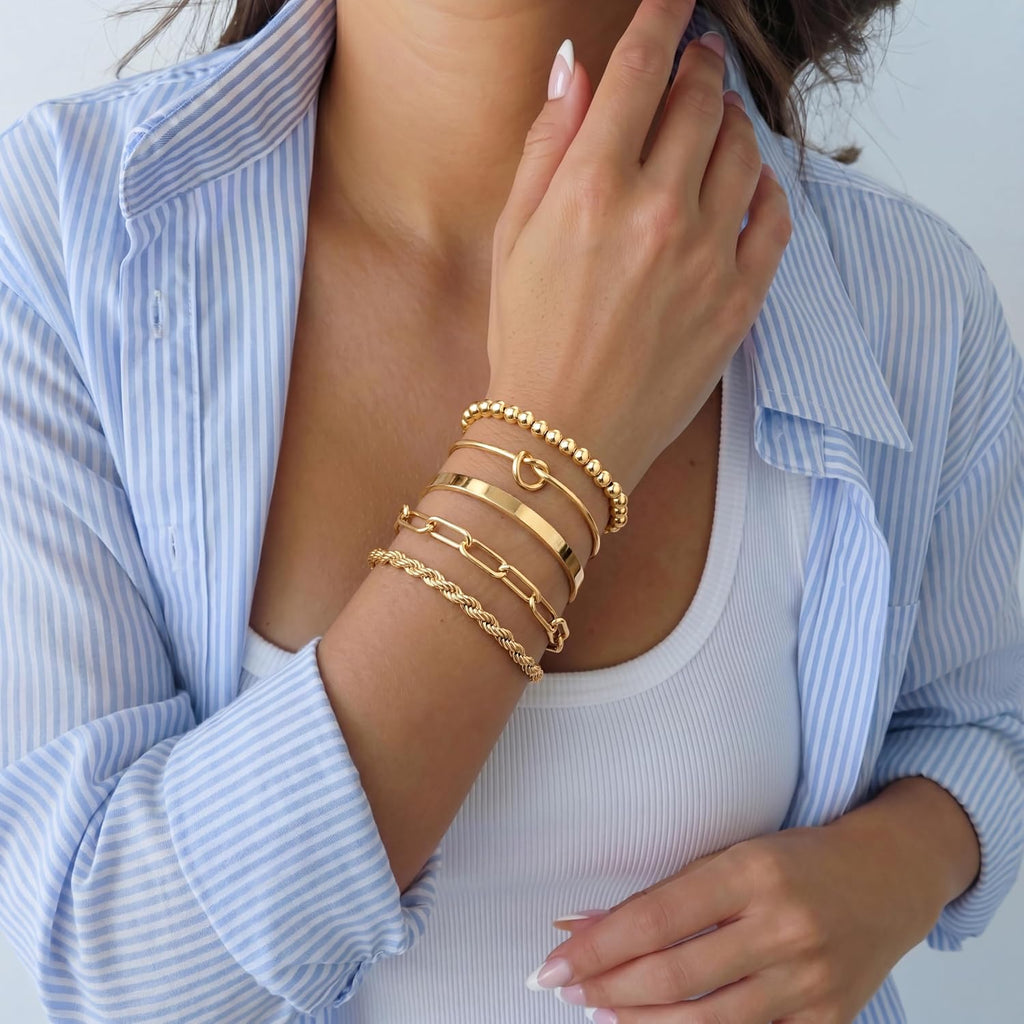 Trendy Gold Bracelet Set